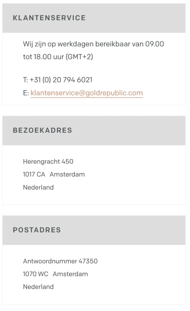 GoldRepublic klantenservice