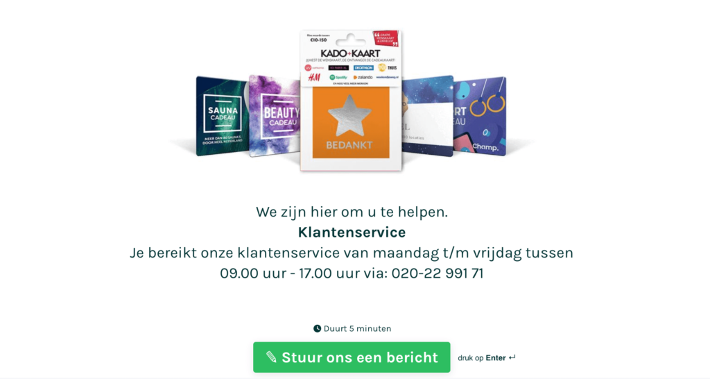 giftcard klantenservice